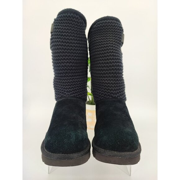 UGG Women's Australia Shaina Black Suede/Knit Boots Size 7 US - Picture 2 of 8